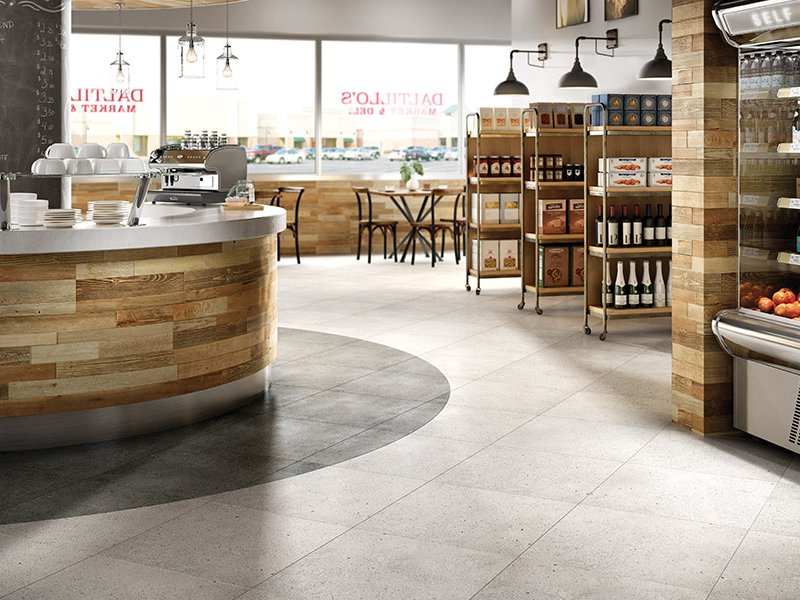 How do two flooring types transition?